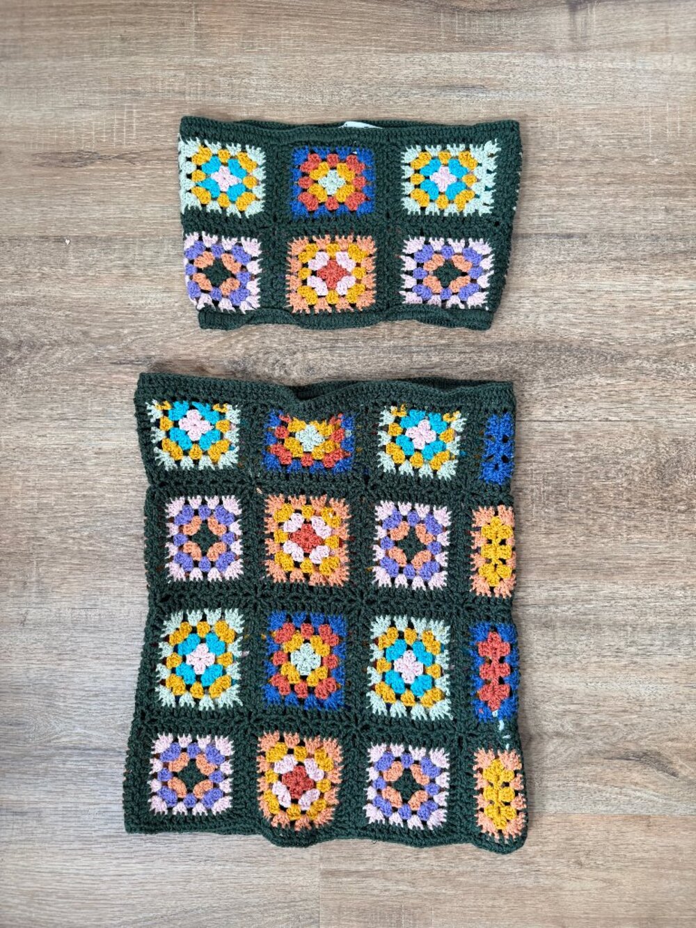Emory Park Granny Square Skirt Set Tube Top Festival Boho Crochet